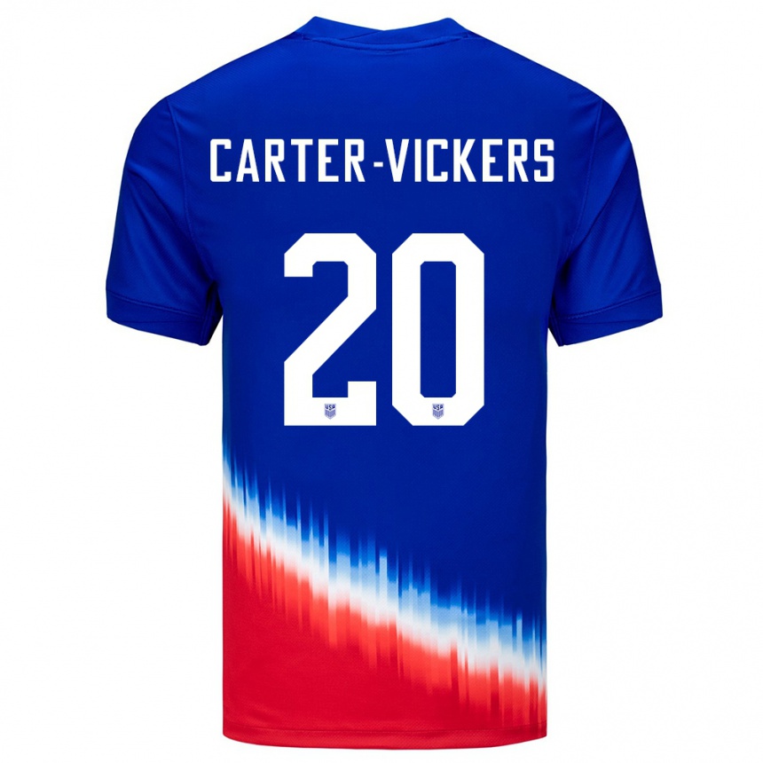 Herren Fußball Vereinigte Staaten Cameron Carter-Vickers #20 Blau Auswärtstrikot Trikot 24-26 T-Shirt Luxemburg