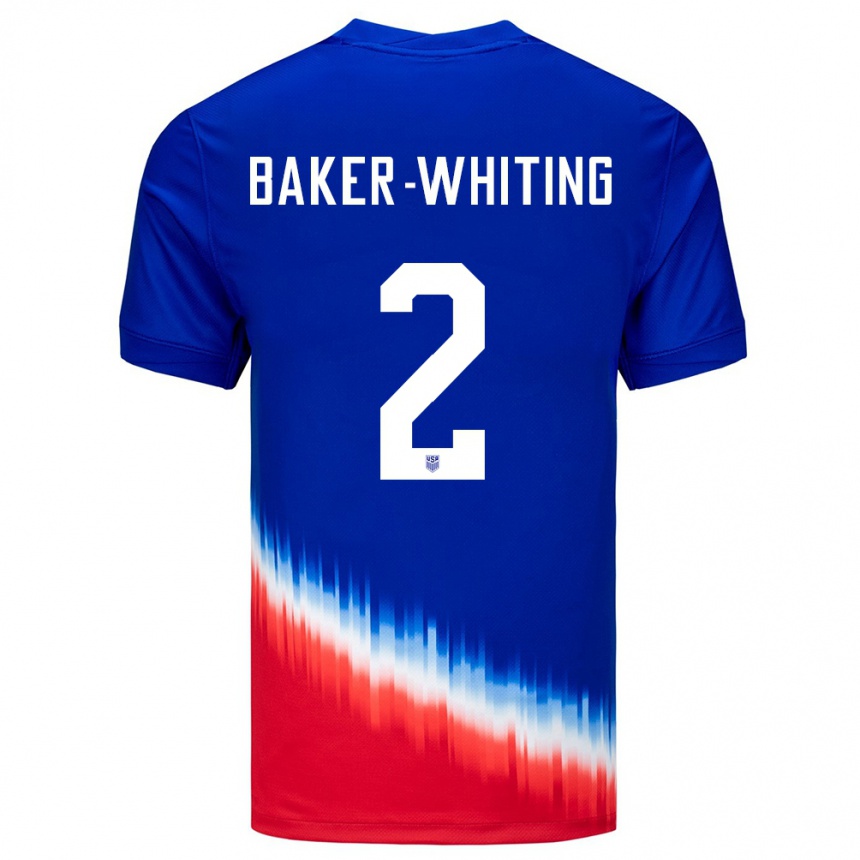 Herren Fußball Vereinigte Staaten Reed Baker Whiting #2 Blau Auswärtstrikot Trikot 24-26 T-Shirt Luxemburg