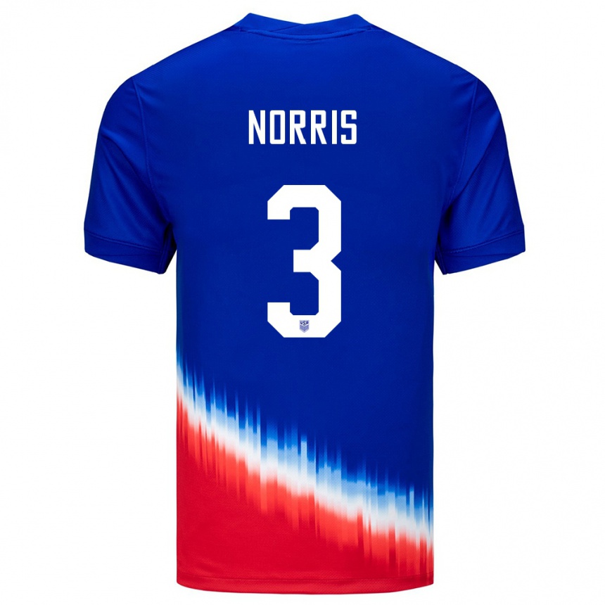 Herren Fußball Vereinigte Staaten Nolan Norris #3 Blau Auswärtstrikot Trikot 24-26 T-Shirt Luxemburg