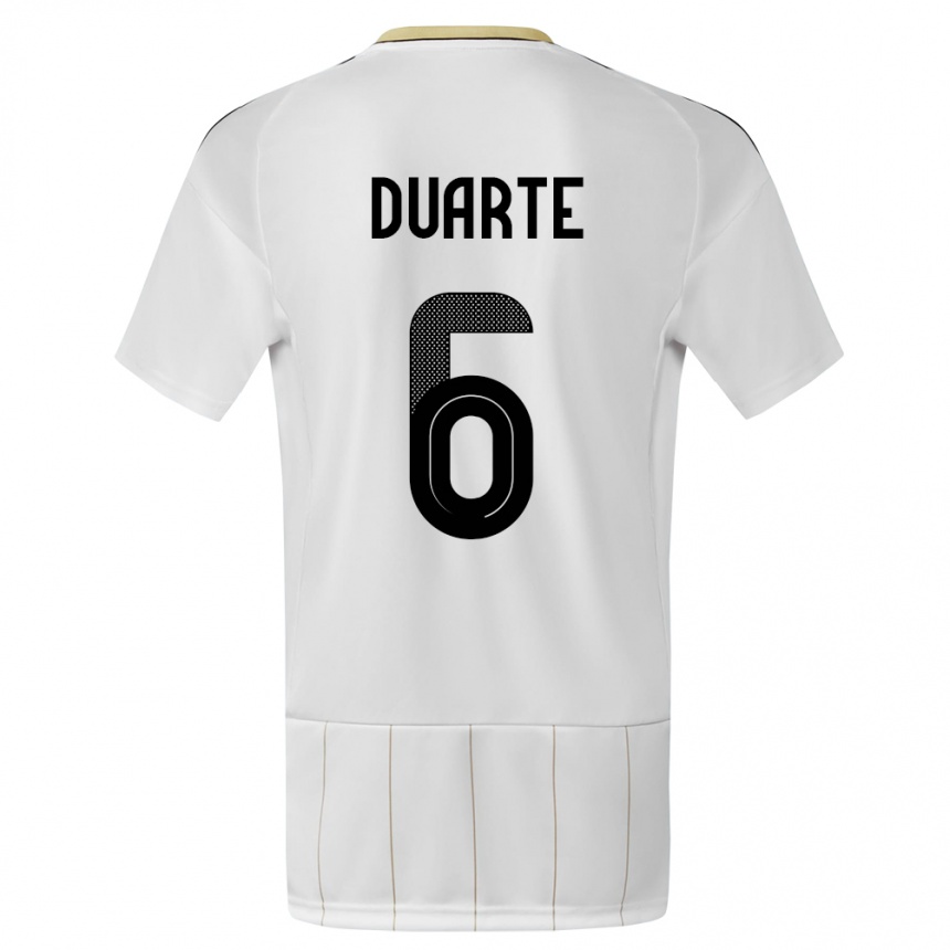 Herren Fußball Costa Rica Oscar Duarte #6 Weiß Auswärtstrikot Trikot 24-26 T-Shirt Luxemburg