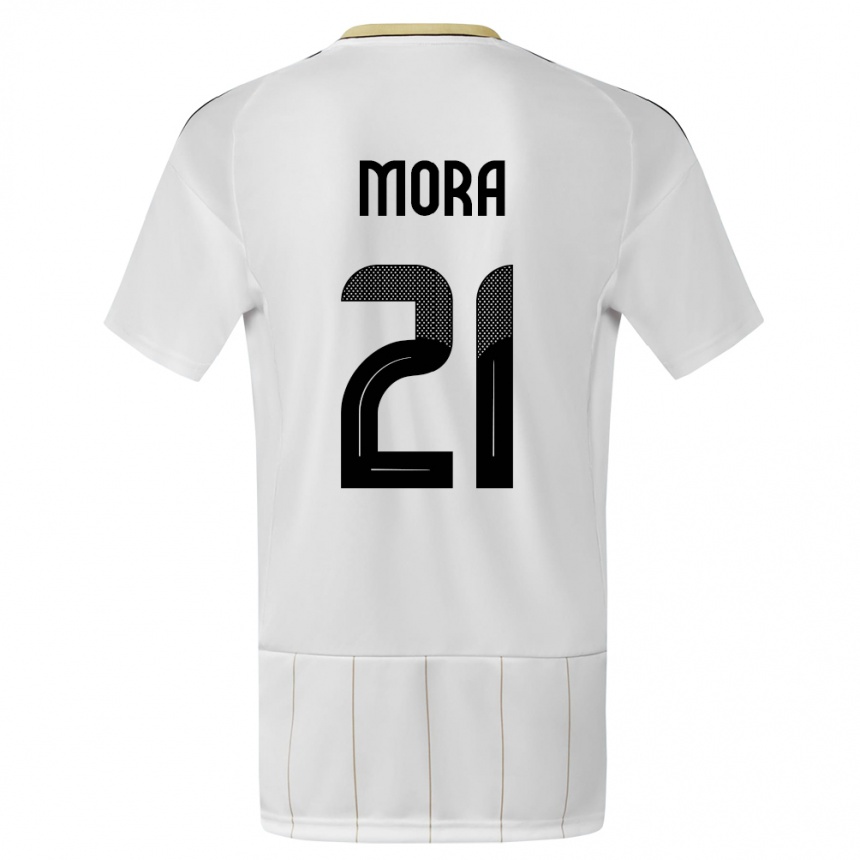 Herren Fußball Costa Rica Carlos Mora #21 Weiß Auswärtstrikot Trikot 24-26 T-Shirt Luxemburg