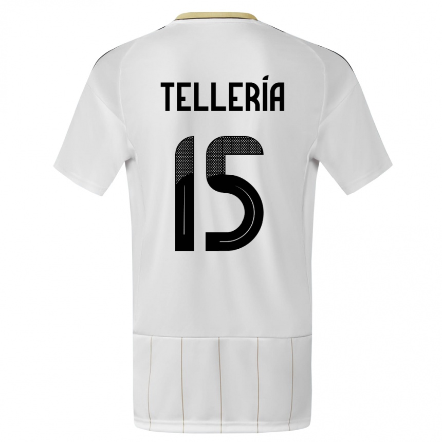 Herren Fußball Costa Rica Jostin Telleria #15 Weiß Auswärtstrikot Trikot 24-26 T-Shirt Luxemburg