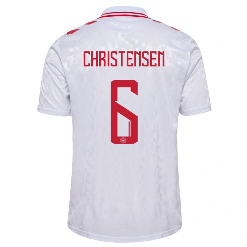 Herren Fußball Dänemark Andreas Christensen #6 Weiß Auswärtstrikot Trikot 24-26 T-Shirt Luxemburg