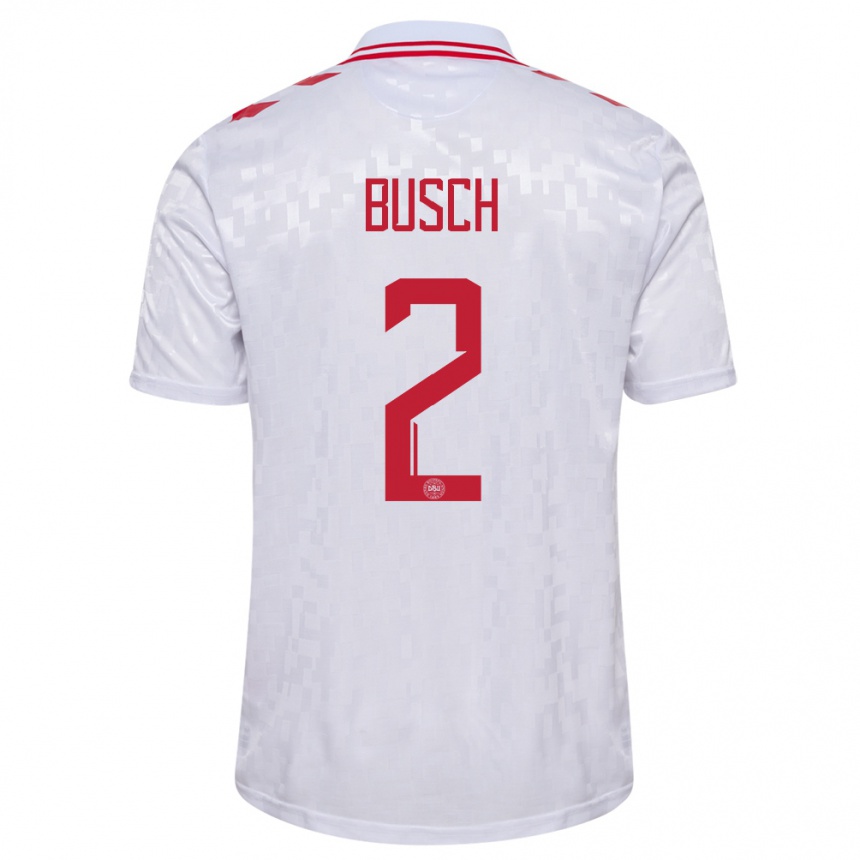 Herren Fußball Dänemark Alexander Busch #2 Weiß Auswärtstrikot Trikot 24-26 T-Shirt Luxemburg