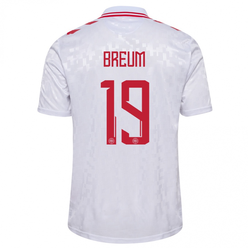 Herren Fußball Dänemark Jakob Breum #19 Weiß Auswärtstrikot Trikot 24-26 T-Shirt Luxemburg