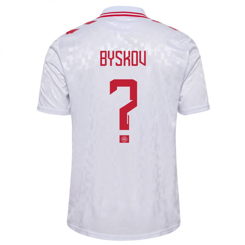 Herren Fußball Dänemark Valdemar Byskov #0 Weiß Auswärtstrikot Trikot 24-26 T-Shirt Luxemburg