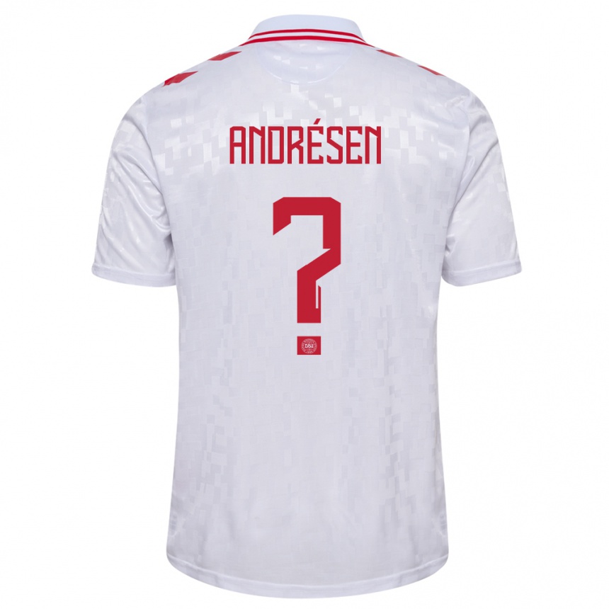 Herren Fußball Dänemark Aske Andrésen #0 Weiß Auswärtstrikot Trikot 24-26 T-Shirt Luxemburg