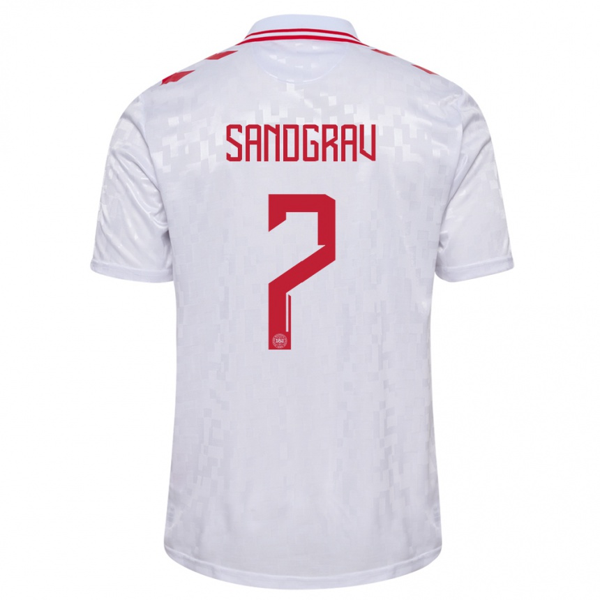 Herren Fußball Dänemark Lauge Sandgrav #7 Weiß Auswärtstrikot Trikot 24-26 T-Shirt Luxemburg