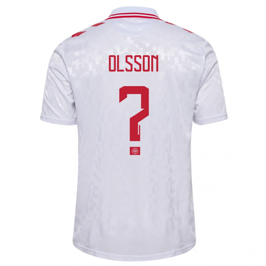 Herren Fußball Dänemark Cornelius Olsson #0 Weiß Auswärtstrikot Trikot 24-26 T-Shirt Luxemburg