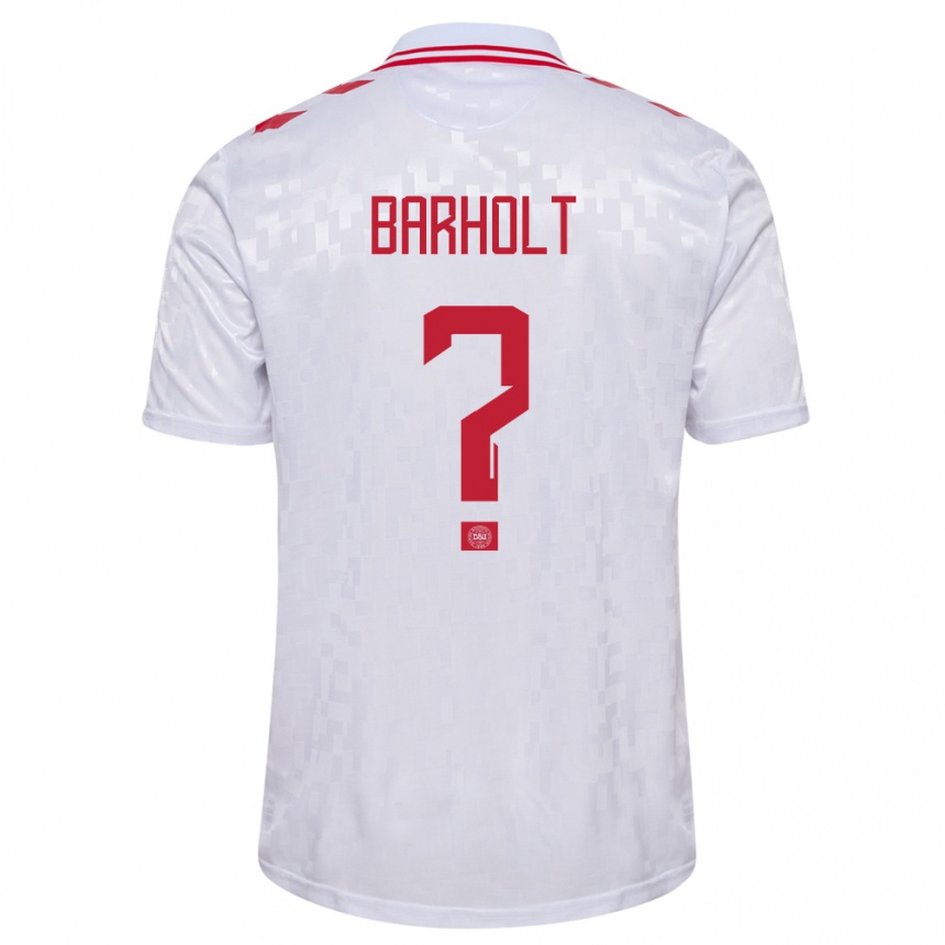 Herren Fußball Dänemark Noah Barholt #0 Weiß Auswärtstrikot Trikot 24-26 T-Shirt Luxemburg