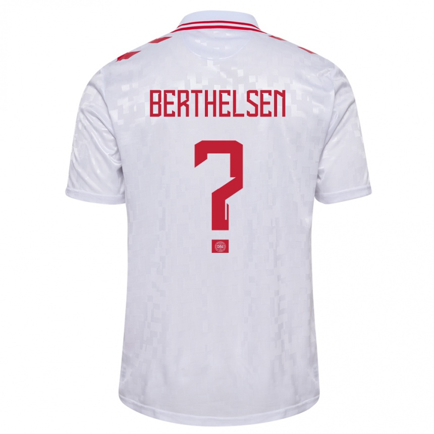 Herren Fußball Dänemark Villum Berthelsen #0 Weiß Auswärtstrikot Trikot 24-26 T-Shirt Luxemburg