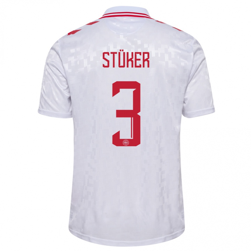 Herren Fußball Dänemark Simon Stüker #3 Weiß Auswärtstrikot Trikot 24-26 T-Shirt Luxemburg