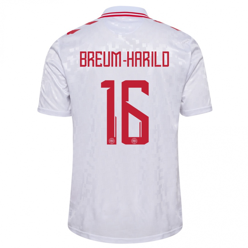 Herren Fußball Dänemark Tobias Breum-Harild #16 Weiß Auswärtstrikot Trikot 24-26 T-Shirt Luxemburg