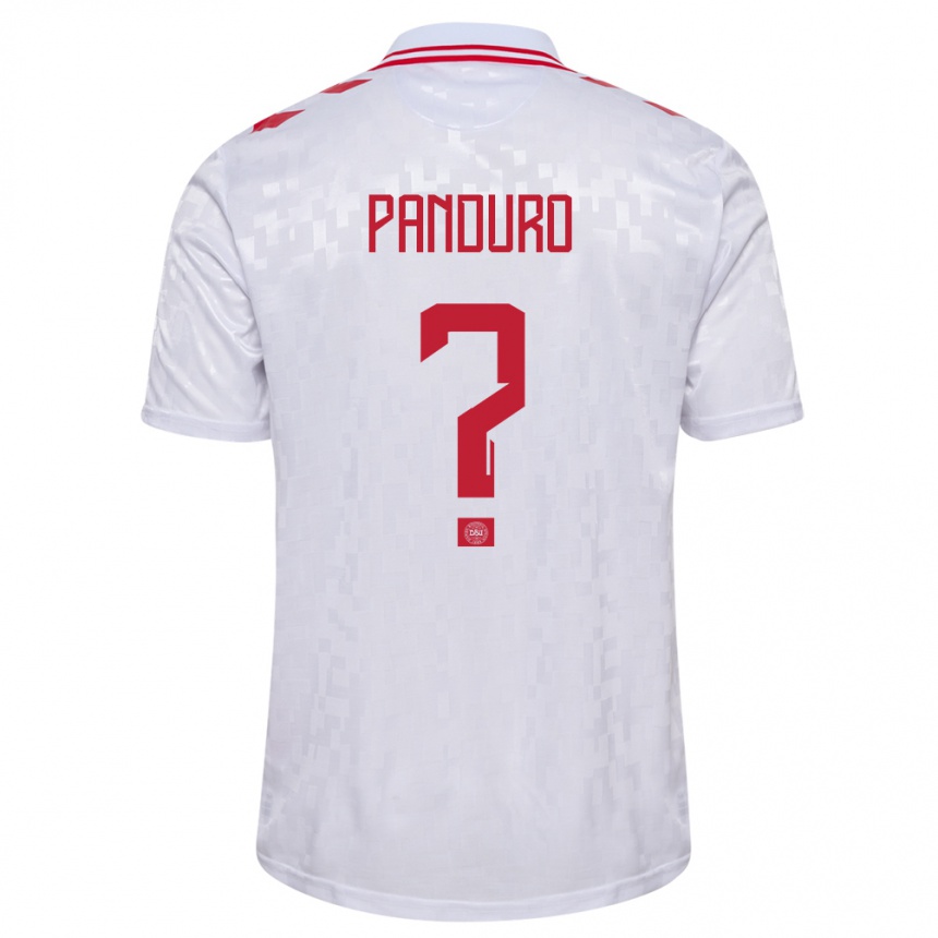 Herren Fußball Dänemark Tristan Panduro #0 Weiß Auswärtstrikot Trikot 24-26 T-Shirt Luxemburg