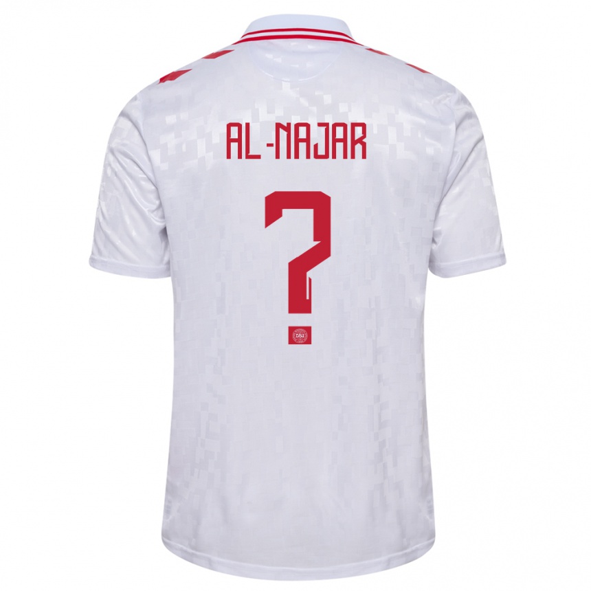 Herren Fußball Dänemark Ali Al-Najar #0 Weiß Auswärtstrikot Trikot 24-26 T-Shirt Luxemburg