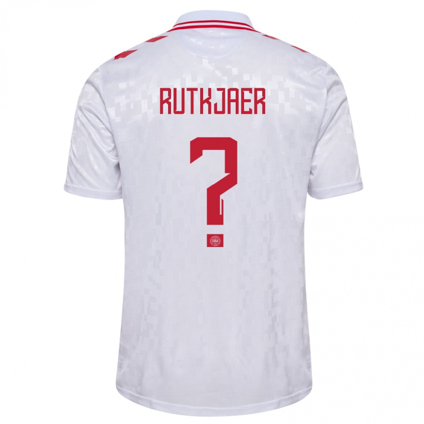Herren Fußball Dänemark Villads Rutkjaer #0 Weiß Auswärtstrikot Trikot 24-26 T-Shirt Luxemburg