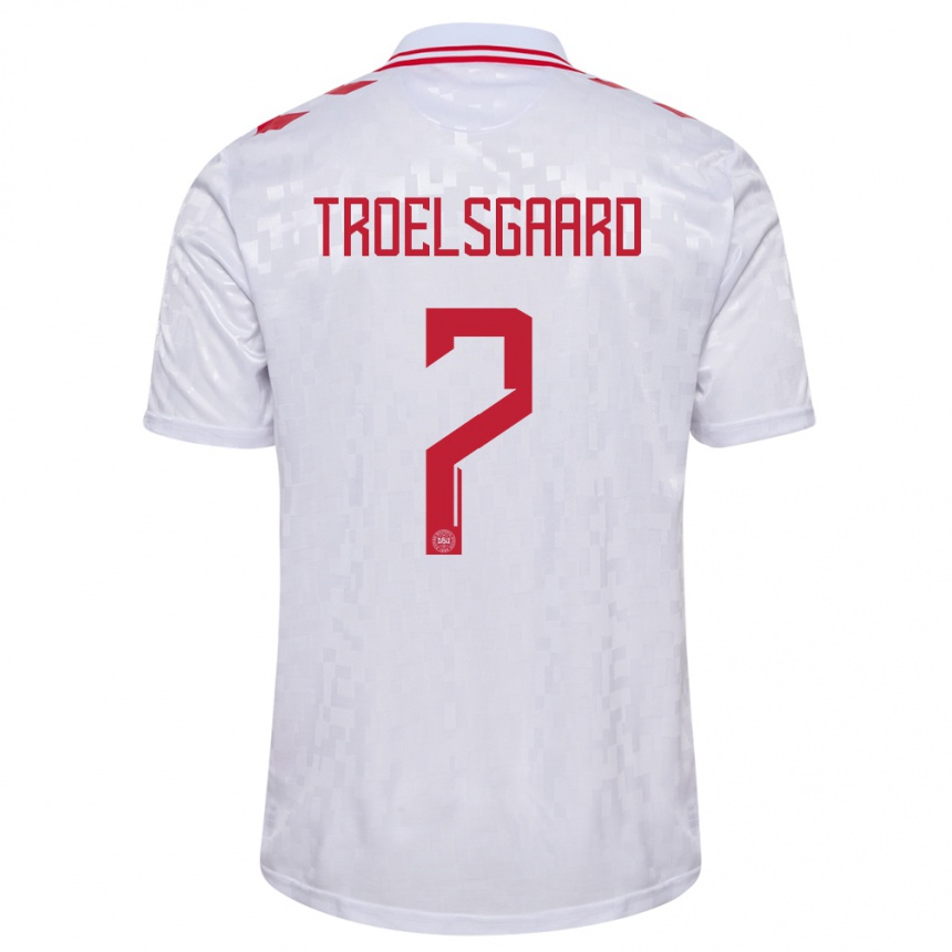 Herren Fußball Dänemark Sanne Troelsgaard #7 Weiß Auswärtstrikot Trikot 24-26 T-Shirt Luxemburg