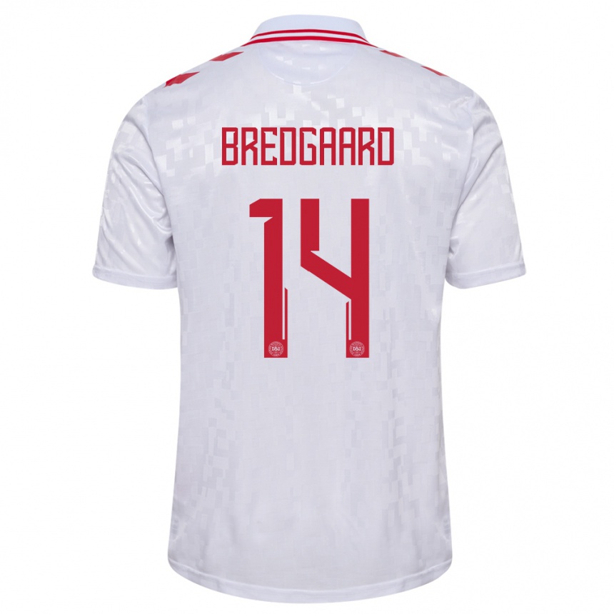 Herren Fußball Dänemark Sofie Bredgaard #14 Weiß Auswärtstrikot Trikot 24-26 T-Shirt Luxemburg