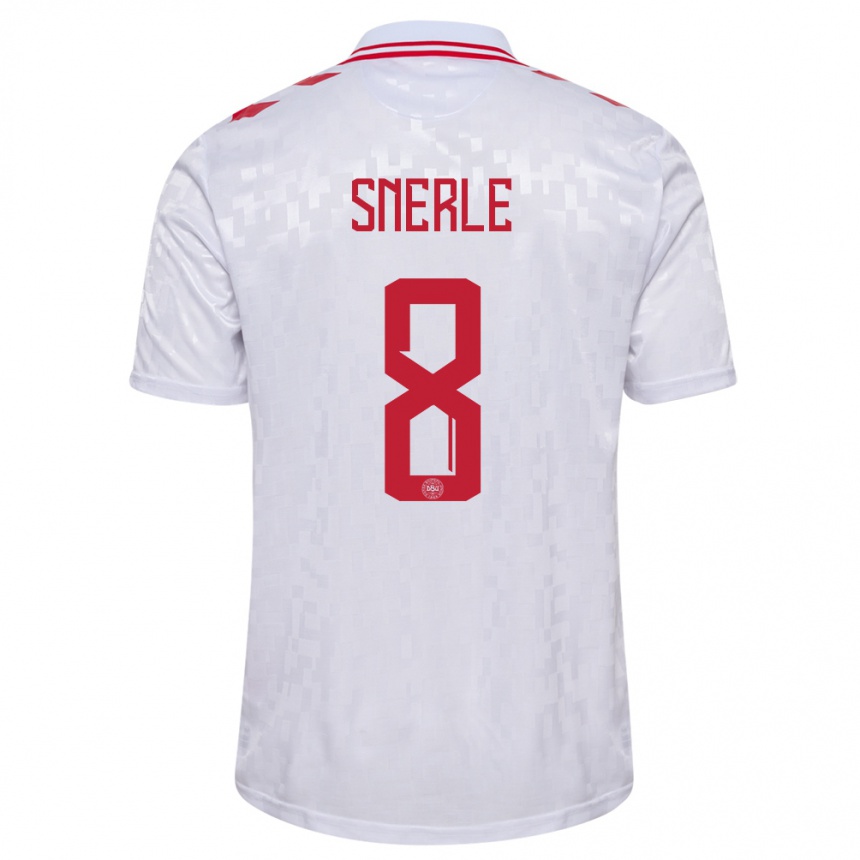 Herren Fußball Dänemark Emma Snerle #8 Weiß Auswärtstrikot Trikot 24-26 T-Shirt Luxemburg
