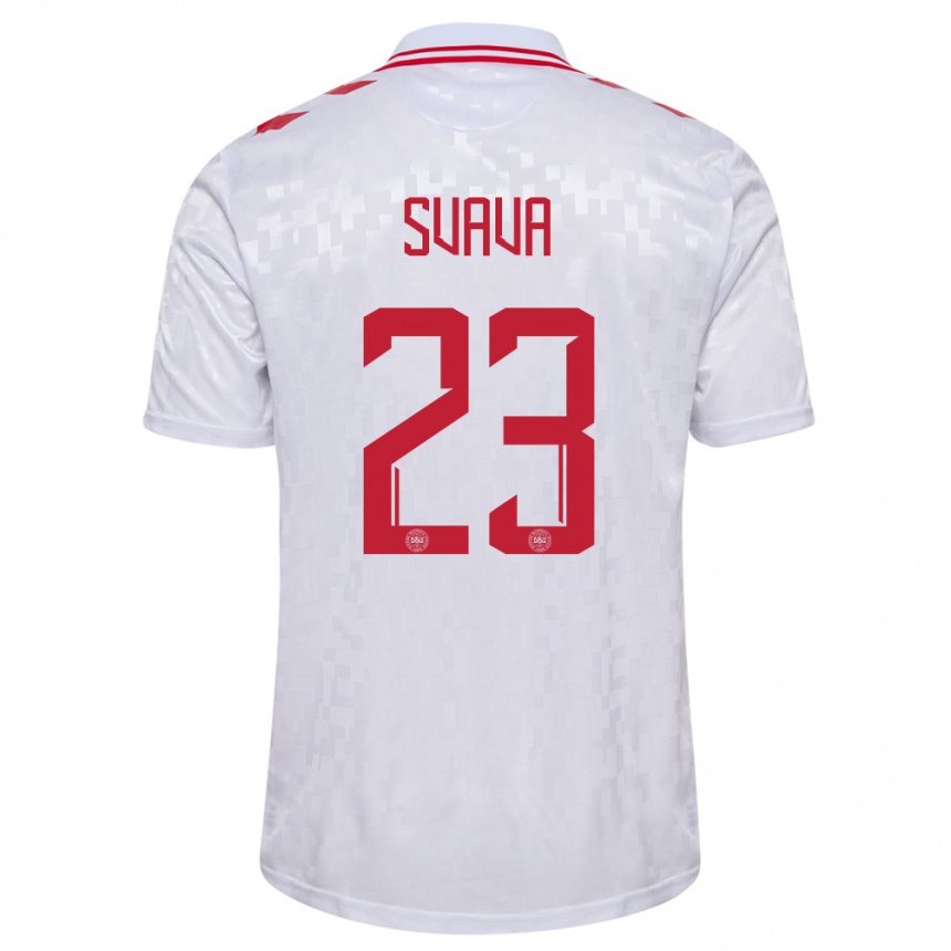 Herren Fußball Dänemark Sofie Svava #23 Weiß Auswärtstrikot Trikot 24-26 T-Shirt Luxemburg