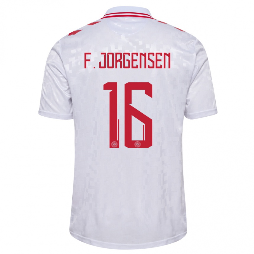 Herren Fußball Dänemark Filip Jorgensen #16 Weiß Auswärtstrikot Trikot 24-26 T-Shirt Luxemburg