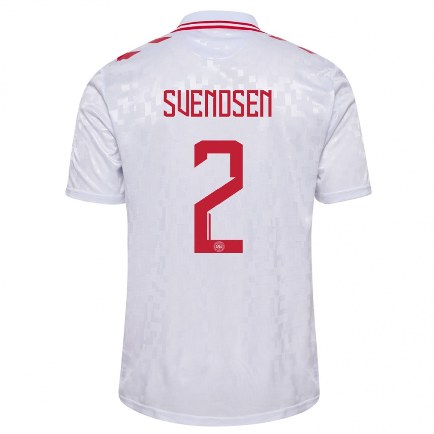Herren Fußball Dänemark Oliver Svendsen #2 Weiß Auswärtstrikot Trikot 24-26 T-Shirt Luxemburg