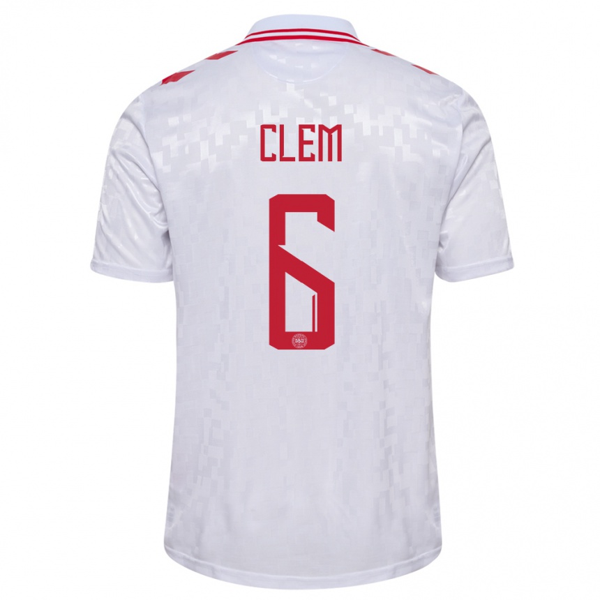Herren Fußball Dänemark William Clem #6 Weiß Auswärtstrikot Trikot 24-26 T-Shirt Luxemburg