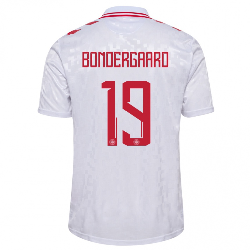 Herren Fußball Dänemark Asbjorn Bondergaard #19 Weiß Auswärtstrikot Trikot 24-26 T-Shirt Luxemburg