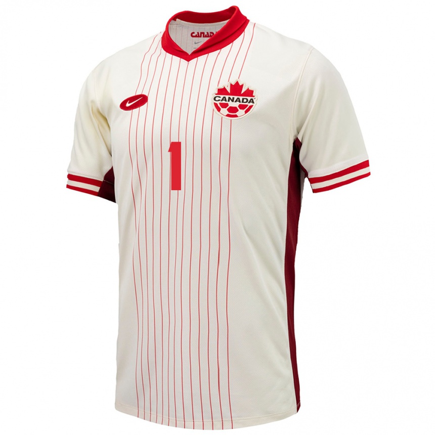 Herren Fußball Kanada Kailen Sheridan #1 Weiß Auswärtstrikot Trikot 24-26 T-Shirt Luxemburg