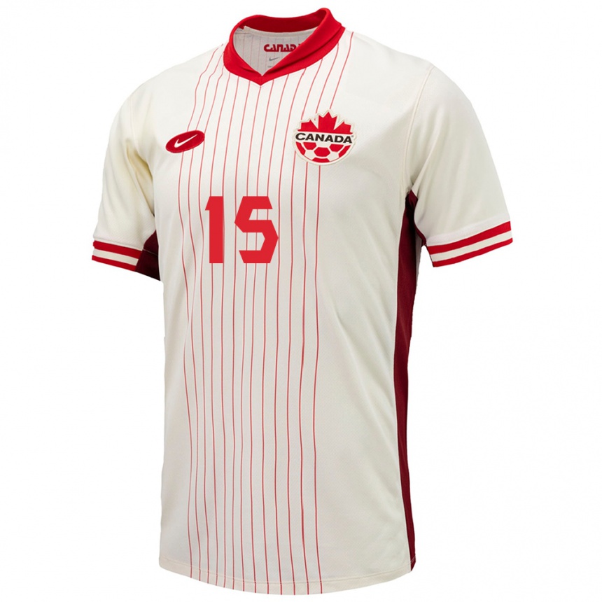 Herren Fußball Kanada Nichelle Prince #15 Weiß Auswärtstrikot Trikot 24-26 T-Shirt Luxemburg