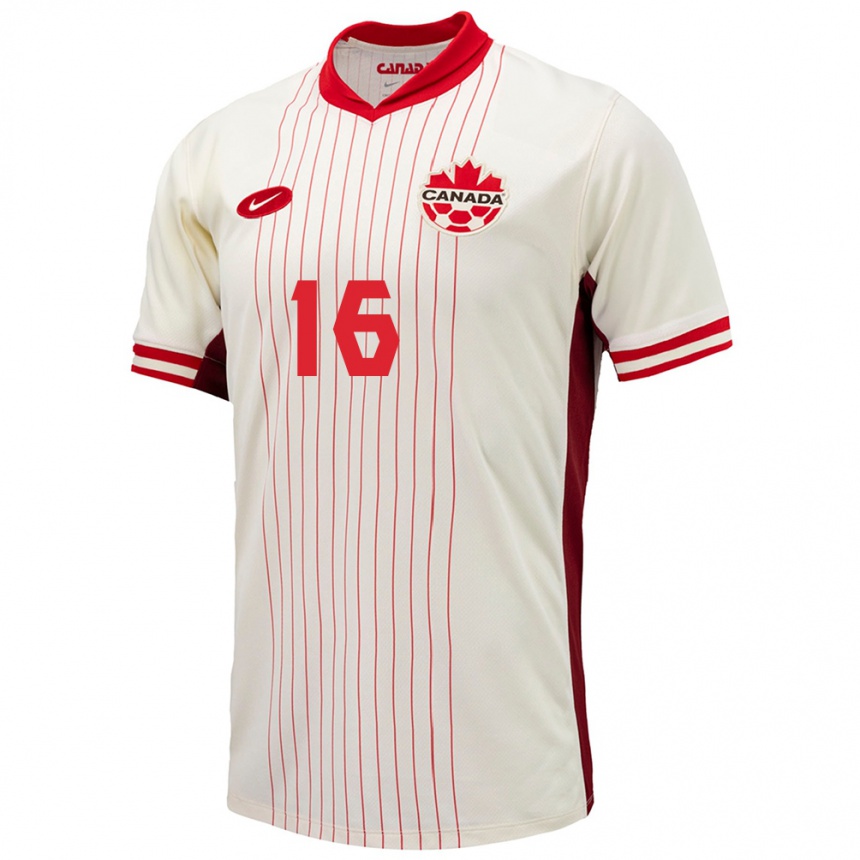 Herren Fußball Kanada Janine Beckie #16 Weiß Auswärtstrikot Trikot 24-26 T-Shirt Luxemburg