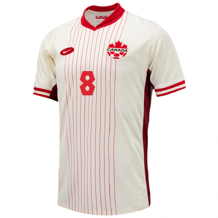Herren Fußball Kanada David Wotherspoon #8 Weiß Auswärtstrikot Trikot 24-26 T-Shirt Luxemburg