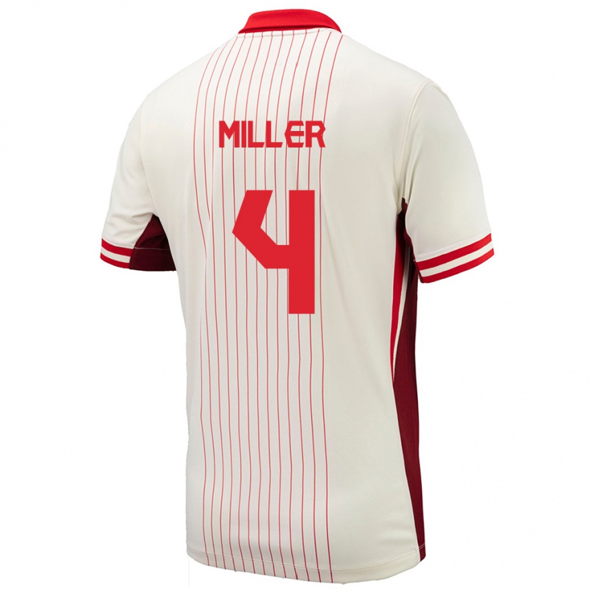 Herren Fußball Kanada Kamal Miller #4 Weiß Auswärtstrikot Trikot 24-26 T-Shirt Luxemburg