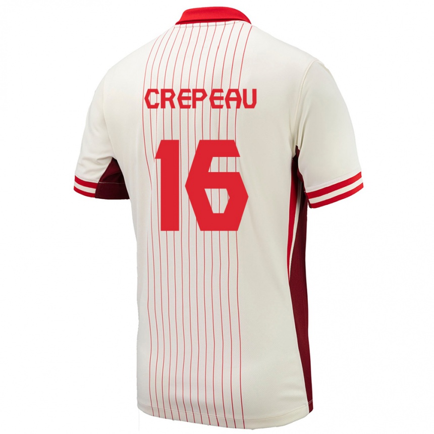 Herren Fußball Kanada Maxime Crepeau #16 Weiß Auswärtstrikot Trikot 24-26 T-Shirt Luxemburg
