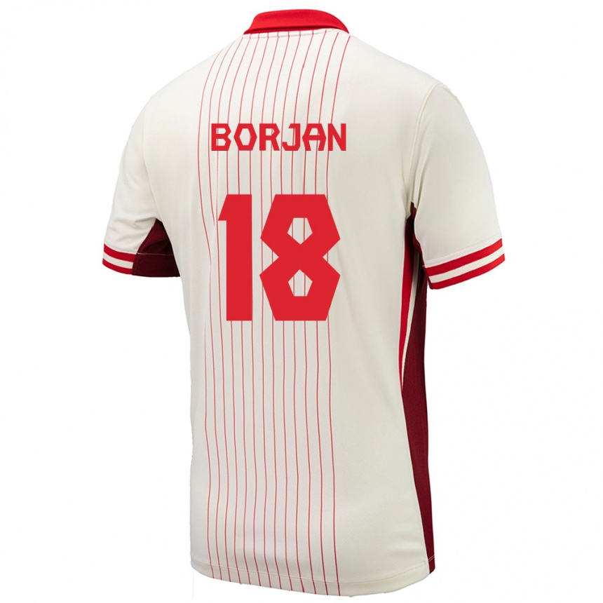 Herren Fußball Kanada Milan Borjan #18 Weiß Auswärtstrikot Trikot 24-26 T-Shirt Luxemburg