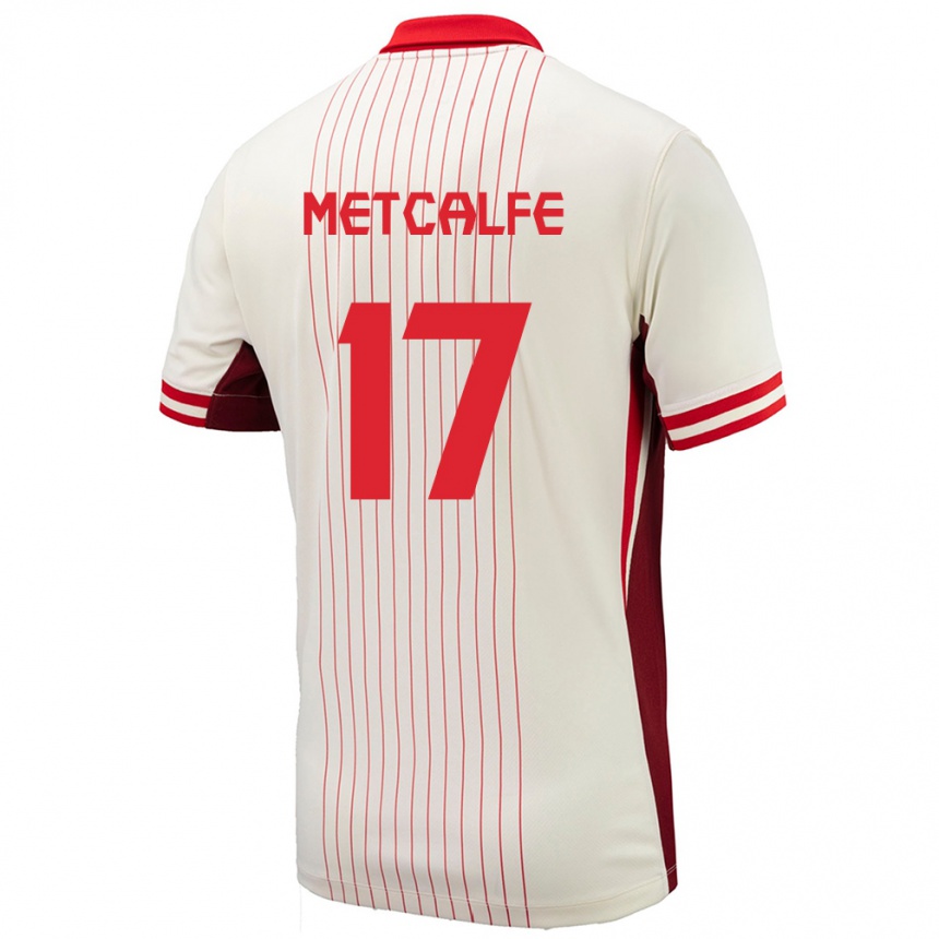 Herren Fußball Kanada Patrick Metcalfe #17 Weiß Auswärtstrikot Trikot 24-26 T-Shirt Luxemburg