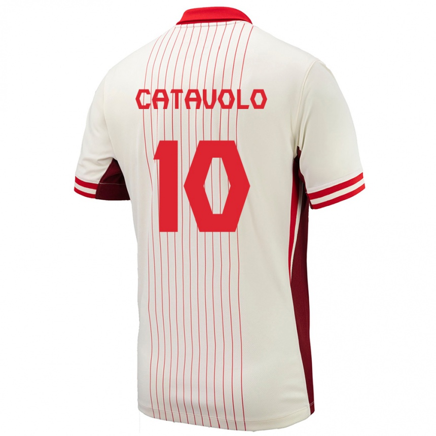 Herren Fußball Kanada Matthew Catavolo #10 Weiß Auswärtstrikot Trikot 24-26 T-Shirt Luxemburg