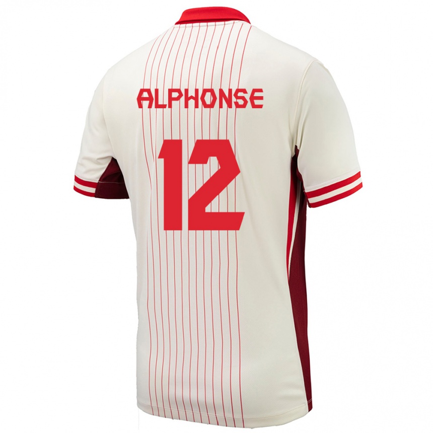 Herren Fußball Kanada Jefferson Alphonse #12 Weiß Auswärtstrikot Trikot 24-26 T-Shirt Luxemburg