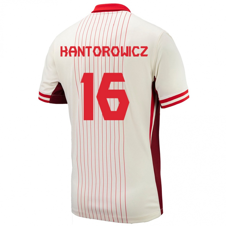 Herren Fußball Kanada Dominic Kantorowicz #16 Weiß Auswärtstrikot Trikot 24-26 T-Shirt Luxemburg