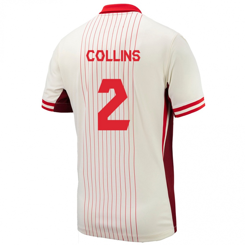 Herren Fußball Kanada Sydney Collins #2 Weiß Auswärtstrikot Trikot 24-26 T-Shirt Luxemburg