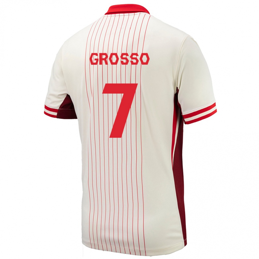 Herren Fußball Kanada Julia Grosso #7 Weiß Auswärtstrikot Trikot 24-26 T-Shirt Luxemburg