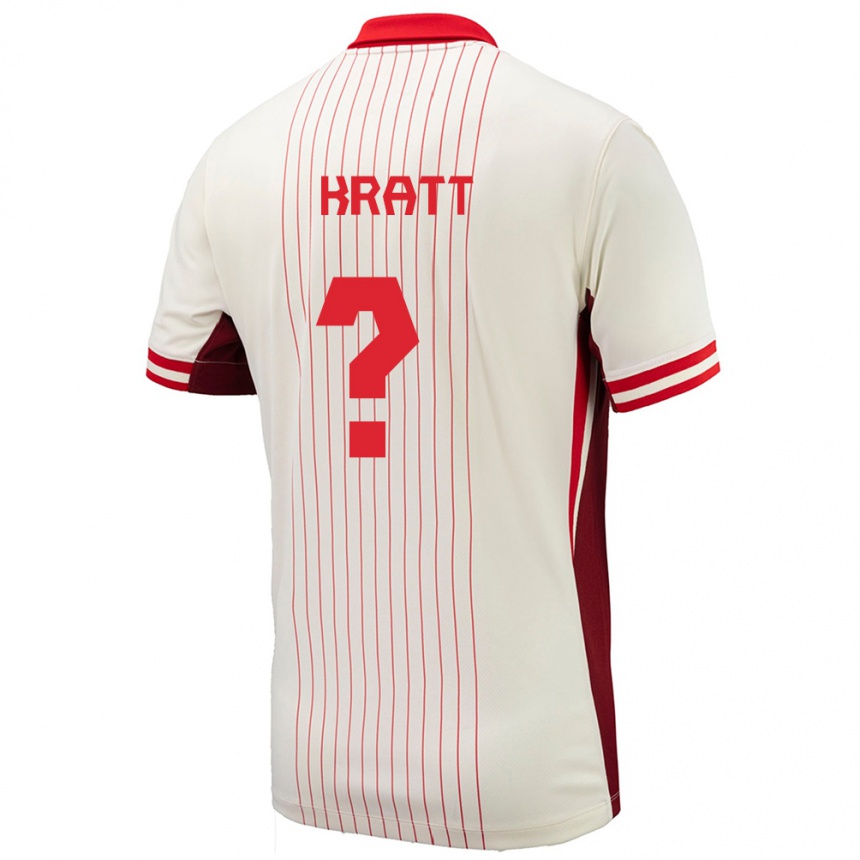 Herren Fußball Kanada Ronan Kratt #0 Weiß Auswärtstrikot Trikot 24-26 T-Shirt Luxemburg