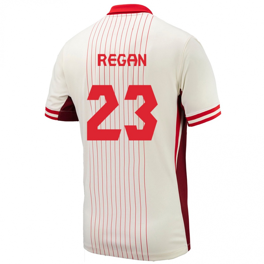 Herren Fußball Kanada Emma Regan #23 Weiß Auswärtstrikot Trikot 24-26 T-Shirt Luxemburg