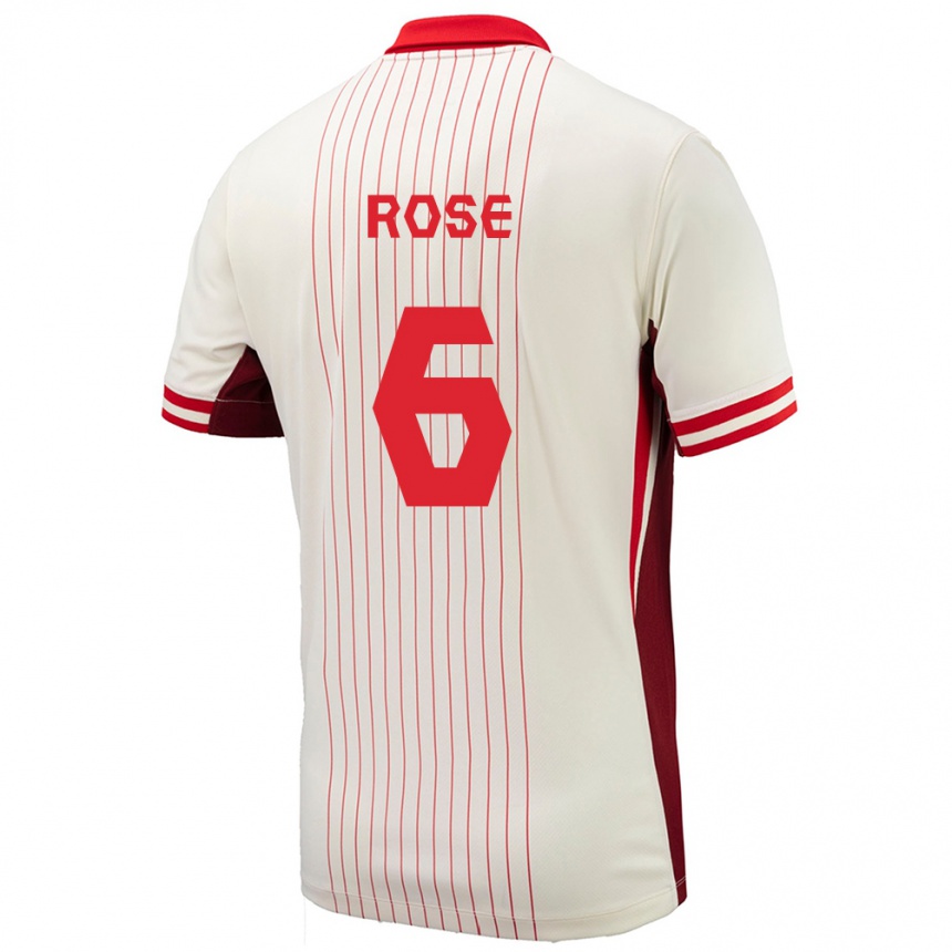 Herren Fußball Kanada Deanne Rose #6 Weiß Auswärtstrikot Trikot 24-26 T-Shirt Luxemburg
