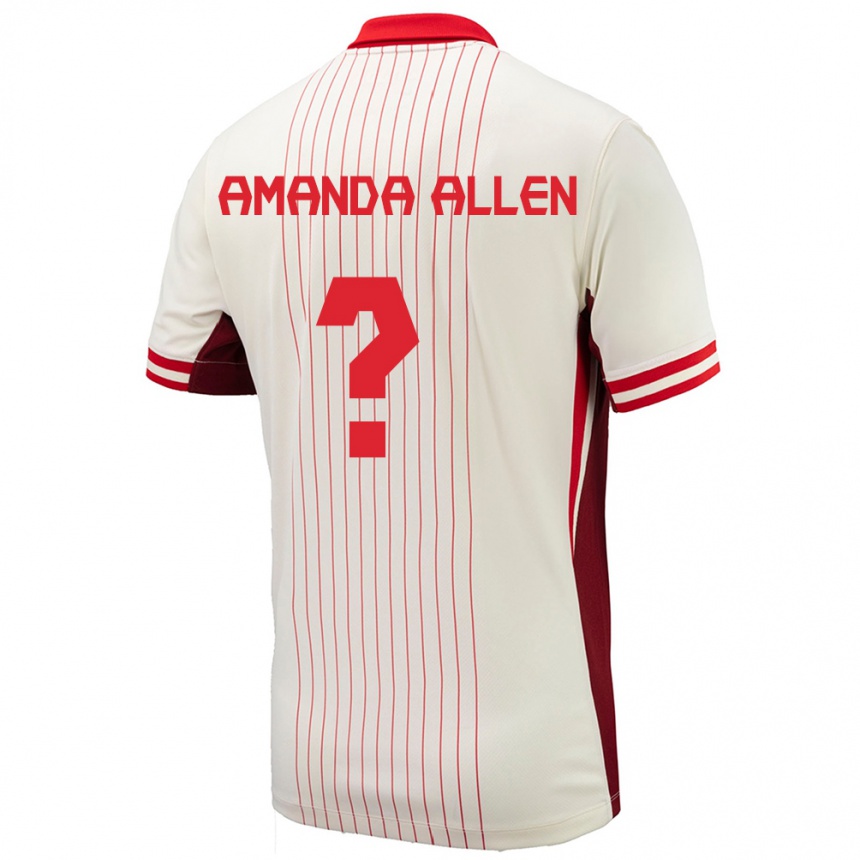 Herren Fußball Kanada Amanda Allen #0 Weiß Auswärtstrikot Trikot 24-26 T-Shirt Luxemburg