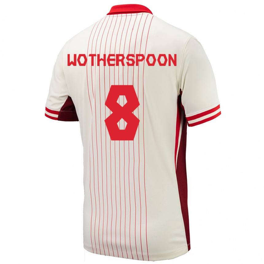 Herren Fußball Kanada David Wotherspoon #8 Weiß Auswärtstrikot Trikot 24-26 T-Shirt Luxemburg