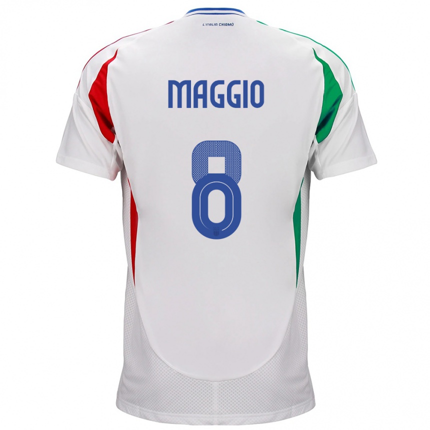 Herren Fußball Italien Luca Di Maggio #8 Weiß Auswärtstrikot Trikot 24-26 T-Shirt Luxemburg