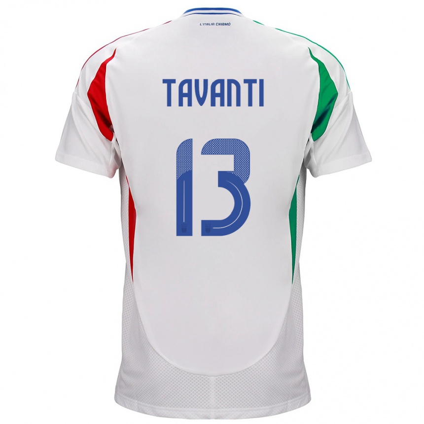 Herren Fußball Italien Samuele Tavanti #13 Weiß Auswärtstrikot Trikot 24-26 T-Shirt Luxemburg