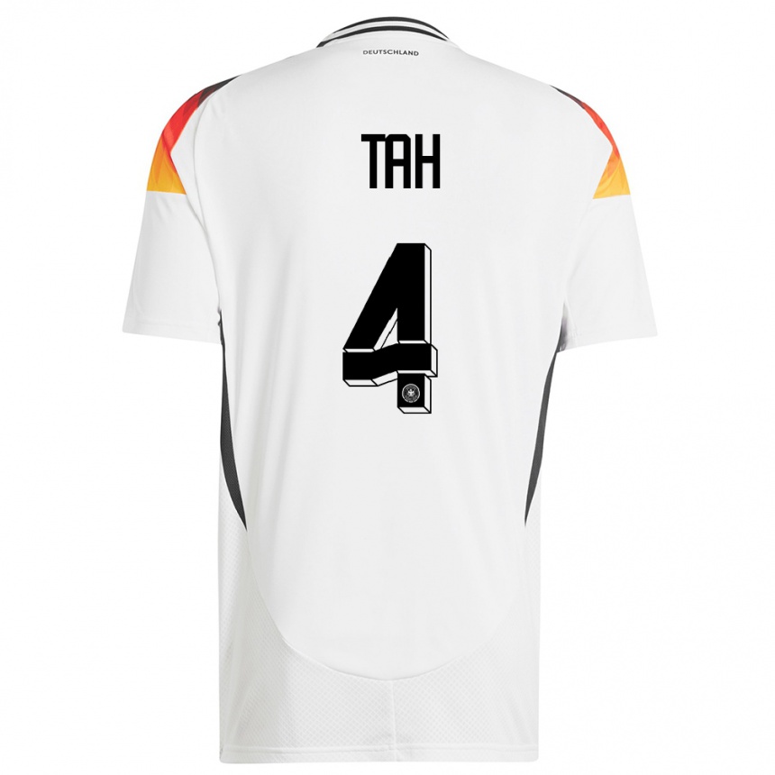Damen Fußball Deutschland Jonathan Tah #4 Weiß Heimtrikot Trikot 24-26 T-Shirt Luxemburg
