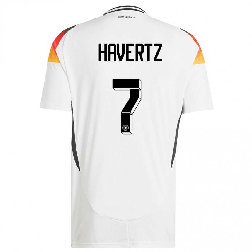 Damen Fußball Deutschland Kai Havertz #7 Weiß Heimtrikot Trikot 24-26 T-Shirt Luxemburg